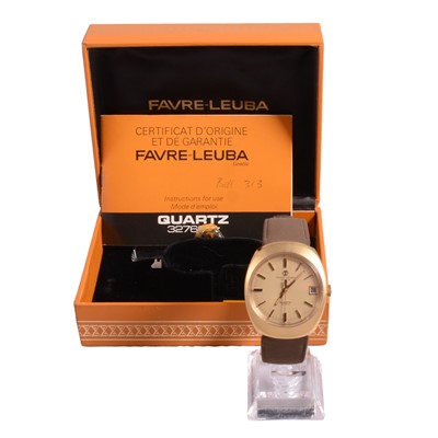 Lot 1065 - Favre-Leuba - a gentleman's 1970s gold-plated Quartz 32768Hz wristwatch.