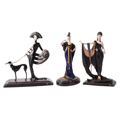 Lot 9 - House of Erte/ Franklin Mint, three Art Deco style ceramic figurines