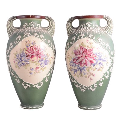 Lot 46 - Large pair of Japanese pottery vases