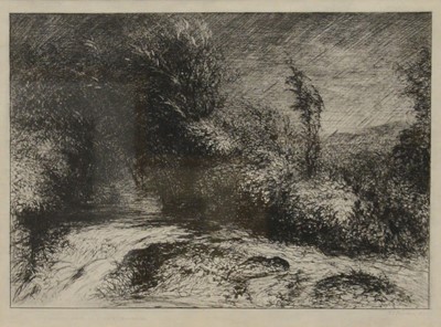 Lot 276 - J C Robinson, Swollen Burn at Shandon, and other etchings and prints