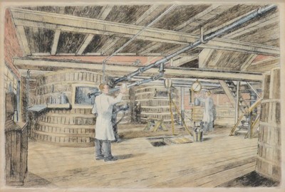 Lot 447 - Five prints and engravings relating to the brewing industry, and another