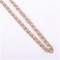 Lot 202 - A yellow metal chain necklace, circle and loop...