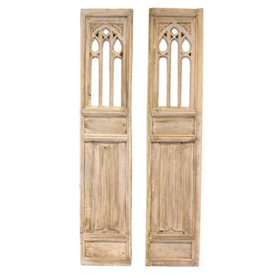 Lot 247 - Pair of stripped and limed rood screen panels