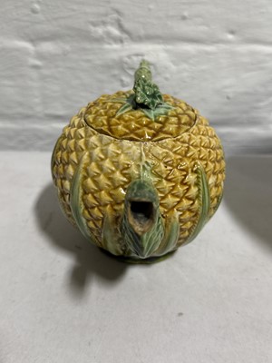 Lot 2 - Whieldon type earthenware pineapple teapot