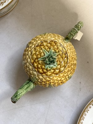 Lot 2 - Whieldon type earthenware pineapple teapot