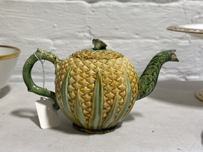 Lot 2 - Whieldon type earthenware pineapple teapot