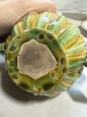 Lot 2 - Whieldon type earthenware pineapple teapot