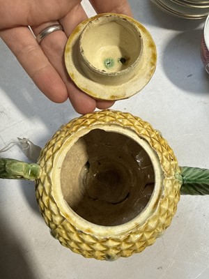 Lot 2 - Whieldon type earthenware pineapple teapot