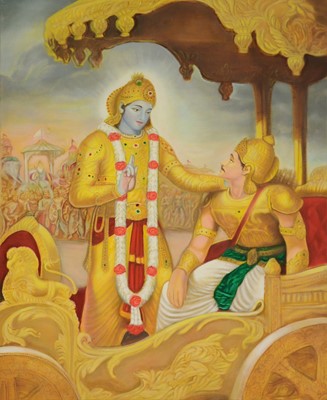 Lot 449 - Sarup Singh Dhandia MBE, two depictions of Hindu teachings