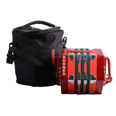 Lot 199 - Modern concertina, in a Hohner soft case.