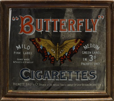Lot 500 - An advertising mirror, "Butterfly Cigarettes"
