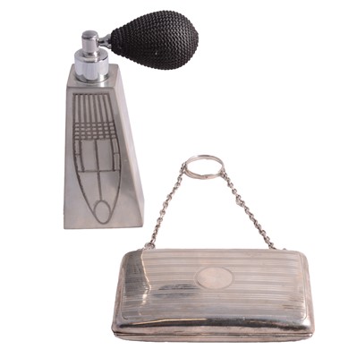 Lot 1220 - A silver purse, and a Charles Rennie Mackintosh Pewter atomiser.