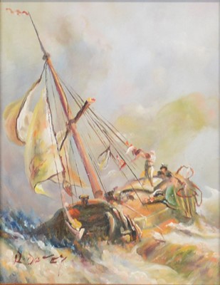 Lot 410 - R Davey, Vessel in rough seas