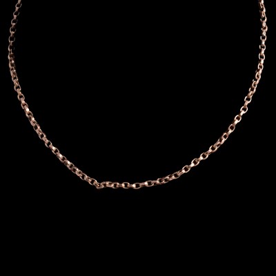 Lot 342 - A rose metal oval belcher link chain necklace.