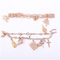 Lot 218 - A 9 carat yellow gold four bar gate link...