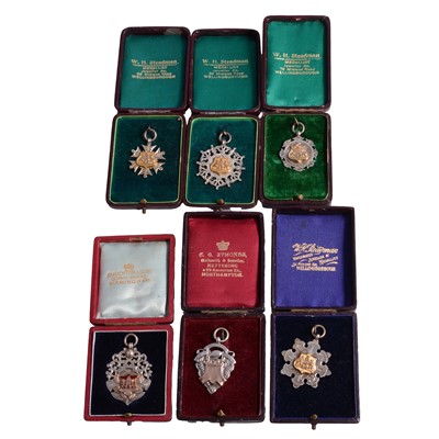 Lot 222 - Football interest - six early 20th century Northamptonshire silver football medals.
