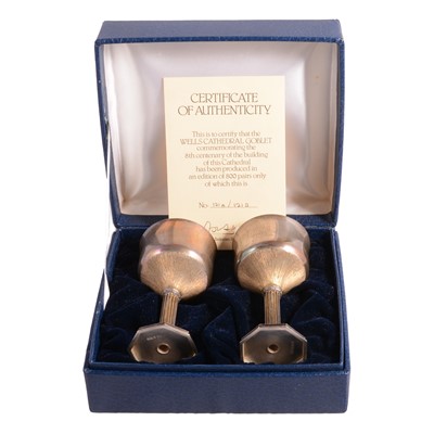 Lot 336 - Pair of silver goblets, 8th centenary of Wells Cathedral