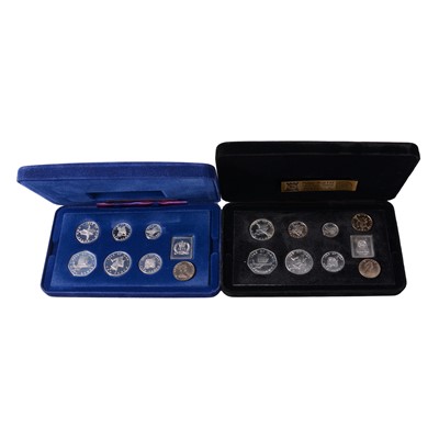 Lot 268 - Pobjoy Mint Isle of Man 1977 and 1978 Silver Coin Collections, and three £1 coins.