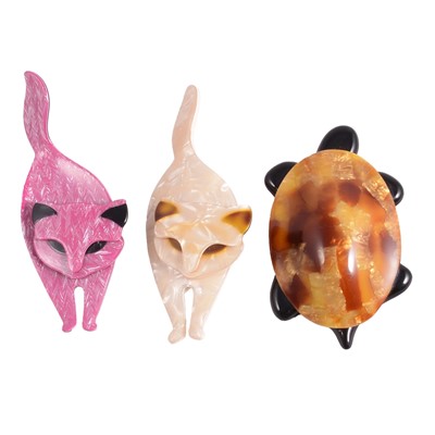 Lot 1174 - Three Lea Stein brooches.