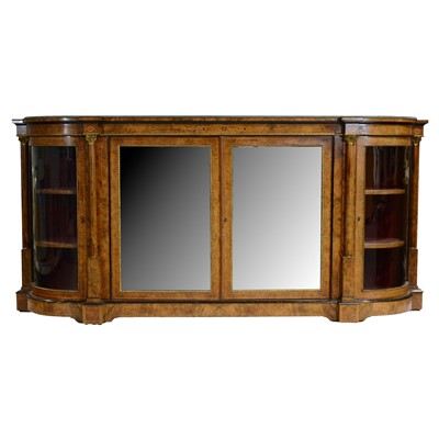 Lot 450 - Victorian style burr walnut and marquetry credenza