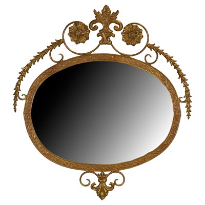 Lot 318 - Gilt metal oval wall mirror and another wall mirror