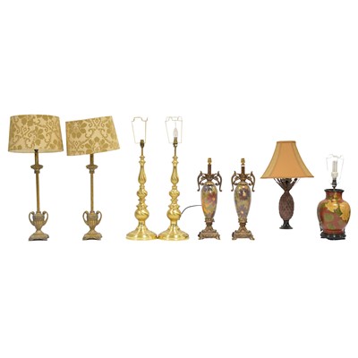 Lot 446 - Nine table lamps