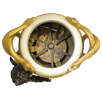 Lot 144 - French Louis XVI style marble and bronze cercle tournant clock