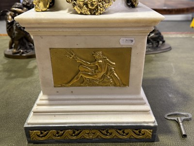 Lot 144 - French Louis XVI style marble and bronze cercle tournant clock