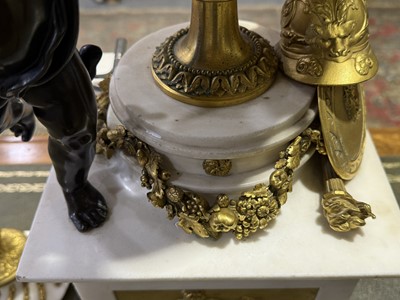Lot 144 - French Louis XVI style marble and bronze cercle tournant clock
