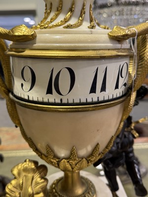 Lot 144 - French Louis XVI style marble and bronze cercle tournant clock