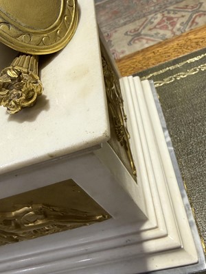 Lot 144 - French Louis XVI style marble and bronze cercle tournant clock