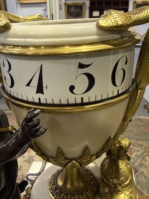 Lot 144 - French Louis XVI style marble and bronze cercle tournant clock