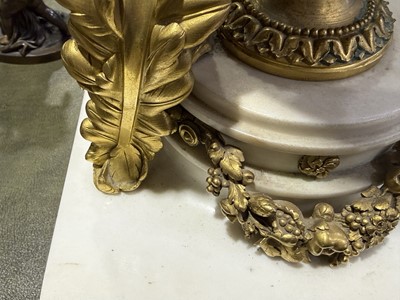 Lot 144 - French Louis XVI style marble and bronze cercle tournant clock
