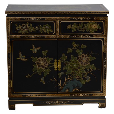 Lot 450 - Chinese black lacquered and painted suite