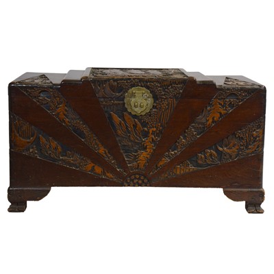Lot 461 - Eastern carved hardwood blanket box