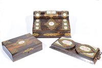 Lot 94 - Victorian coromandel gilt metal and porcelain...