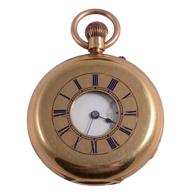 Lot 1002 - An 18 carat yellow gold demi-hunter pocket watch.