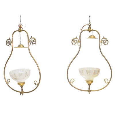 Lot 125 - Pair of 19th century brass ceiling lights