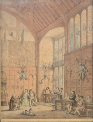 Lot 422 - After Joseph Nash, four prints of Tudor interiors, early 19th century