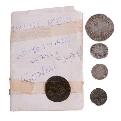 Lot 241 - Long cross penny, late medieval token, Elizabeth I and later silver content coins.