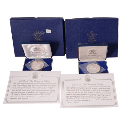 Lot 266 - Two HRH Prince of Wales Investiture Silver Commemorative Medals.