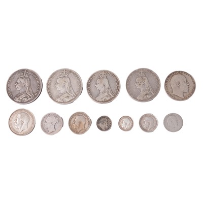 Lot 264 - Collection of British pre-1920 silver content coins.