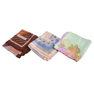 Lot 589 - Christian Dior - three vintage silk scarves.