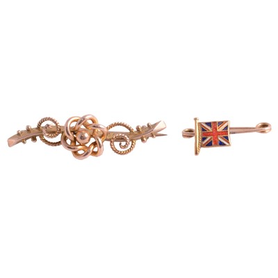 Lot 247 - A small bar brooch, and an enamel brooch.