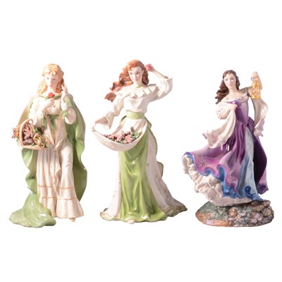 Lot 17 - Franklin Mint, three Wuthering Heights figurines and a copy of the book