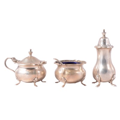Lot 361 - Silver three piece cruet