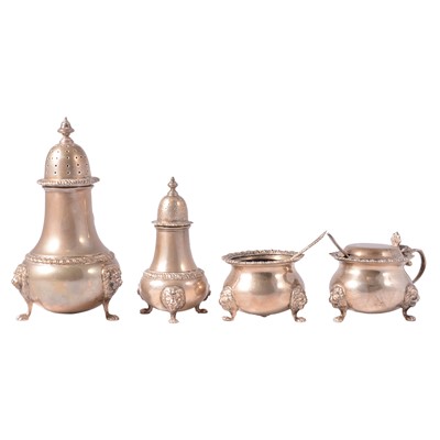 Lot 362 - Silver four piece cruet