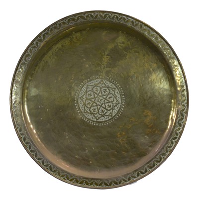 Lot 430 - Two large Indian brass tray table-tops