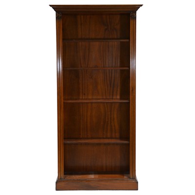 Lot 373 - Pair of tall reproduction mahogany open bookcases