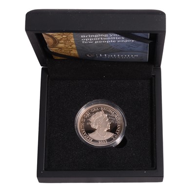 Lot 307 - 2022 Her Majesty’s Graces Platinum Jubilee Gold Proof Double Sovereign Coin.